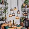 Ripoll Suspension, Boule lumineuse, Suspension Ambre, Fumé, 6 lumières