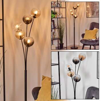 Koyoto Boule lumineuse, Lampadaire Ambre, Clair, Fumé, 5 lumières