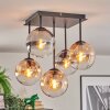 Gastor Plafonnier, Boule lumineuse Ambre, Clair, Fumé, 5 lumières