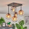 Gastor Plafonnier, Boule lumineuse Ambre, Clair, Fumé, 5 lumières