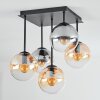 Gastor Plafonnier, Boule lumineuse Ambre, Clair, Fumé, 5 lumières