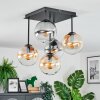 Gastor Plafonnier, Boule lumineuse Ambre, Clair, Fumé, 5 lumières