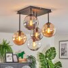 Gastor Plafonnier, Boule lumineuse Ambre, Clair, Fumé, 5 lumières