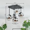 Gastor Plafonnier, Boule lumineuse Chrome, Clair, Fumé, 5 lumières