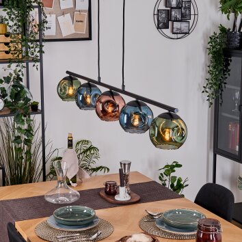 Ripoll Suspension, Boule lumineuse, Suspension Bleu, Vert, Cuivré, 5 lumières Ripoll Suspension, Boule lumineuse, Suspension Bleu, Vert, Cuivré, 5 lumières