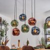 Ripoll Suspension, Boule lumineuse, Suspension Bleu, Vert, Cuivré, 6 lumières