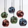 Ripoll Suspension, Boule lumineuse, Suspension Bleu, Vert, Cuivré, 6 lumières