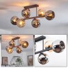 Koyoto Plafonnier, Boule lumineuse Ambre, Chrome, Fumé, 6 lumières