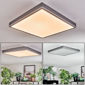 Salmi Plafonnier, Panel LED Gris, Argenté, 1 lumière