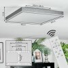Salmi Plafonnier, Panel LED Gris, Argenté, 1 lumière, Télécommandes