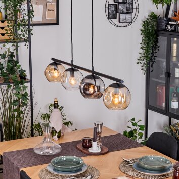 Ripoll Suspension, Boule lumineuse, Suspension Ambre, Clair, Fumé, 4 lumières