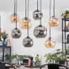 Ripoll Suspension, Boule lumineuse, Suspension Ambre, Fumé, 8 lumières