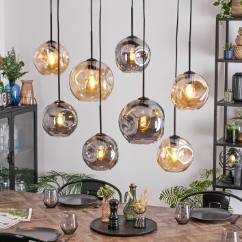 Ripoll Suspension, Boule lumineuse, Suspension Ambre, Fumé, 8 lumières Ripoll Suspension, Boule lumineuse, Suspension Ambre, Fumé, 8 lumières