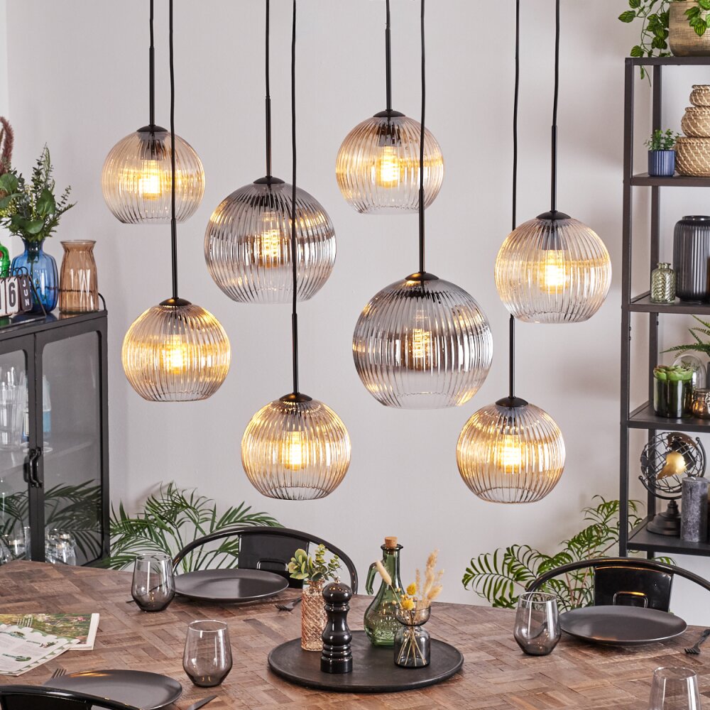 Koyoto Suspension, Boule lumineuse, Suspension Ambre, Clair, Fumé, 8 lumières main product photo