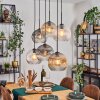 Ripoll Suspension, Boule lumineuse, Suspension Ambre, Clair, Fumé, 6 lumières