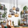 Ripoll Suspension, Boule lumineuse, Suspension Ambre, Fumé, 6 lumières