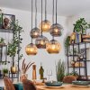 Ripoll Suspension, Boule lumineuse, Suspension Ambre, Fumé, 6 lumières