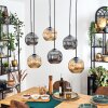 Ripoll Suspension, Boule lumineuse, Suspension Ambre, Fumé, 6 lumières