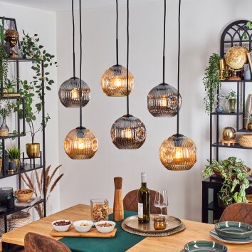 Ripoll Suspension, Boule lumineuse, Suspension Ambre, Fumé, 6 lumières Ripoll Suspension, Boule lumineuse, Suspension Ambre, Fumé, 6 lumières