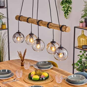Koyoto Suspension, Boule lumineuse, Suspension Ambre, Clair, Fumé, 5 lumières