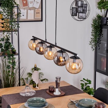 Gastor Suspension, Boule lumineuse, Suspension Ambre, Fumé, 5 lumières