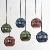 Koyoto Suspension, Boule lumineuse, Suspension Bleu, Vert, Cuivré, 6 lumières