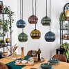 Koyoto Suspension, Boule lumineuse, Suspension Bleu, Or, Vert, Cuivré, 6 lumières