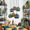 Koyoto Suspension, Boule lumineuse, Suspension Bleu, Or, Vert, Cuivré, 6 lumières