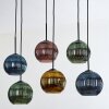 Koyoto Suspension, Boule lumineuse, Suspension Bleu, Or, Vert, Cuivré, 6 lumières