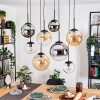 Gastor Suspension, Boule lumineuse, Suspension Ambre, Chrome, Clair, Fumé, 8 lumières