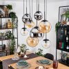 Gastor Suspension, Boule lumineuse, Suspension Ambre, Chrome, Clair, Fumé, 8 lumières