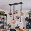 Gastor Suspension, Boule lumineuse, Suspension Ambre, Chrome, Clair, Fumé, 8 lumières