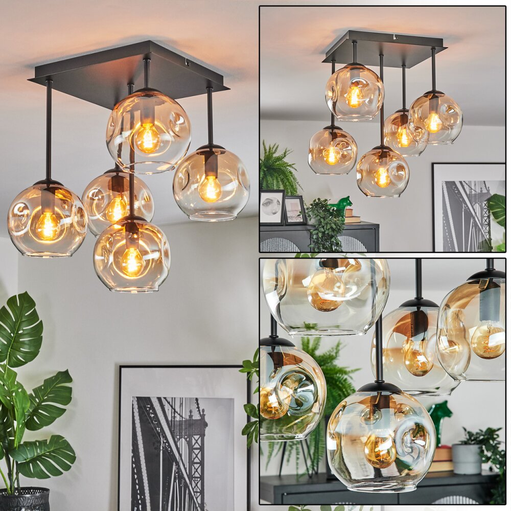 Ripoll Plafonnier, Boule lumineuse Ambre, Clair, 5 lumières main product photo