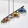 Koyoto Suspension, Boule lumineuse, Suspension Bleu, Chrome, Or, Vert, Clair, Cuivré, Fumé, 5 lumières