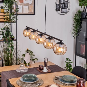 Koyoto Suspension, Boule lumineuse, Suspension Ambre, 5 lumières