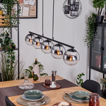 Gastor Suspension, Boule lumineuse, Suspension Chrome, Clair, Fumé, 5 lumières
