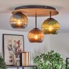 Koyoto Plafonnier, Boule lumineuse 40 cm Brun, Couleur bois, Noir, 3 lumières