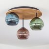 Koyoto Plafonnier, Boule lumineuse 40 cm Brun, Couleur bois, Noir, 3 lumières