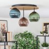 Koyoto Plafonnier, Boule lumineuse 40 cm Brun, Couleur bois, Noir, 3 lumières