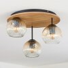 Ripoll Plafonnier, Boule lumineuse Brun, Couleur bois, Noir, 3 lumières