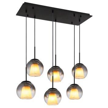 Barry Suspension Luminaires Globo Lighting Noir, 6 lumières
