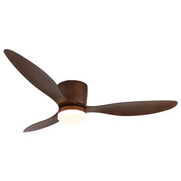 Armando Ventilateur de plafond lumineux Luminaires Globo Lighting LED Bois foncé, Écru, 1 lumière, Télécommandes
