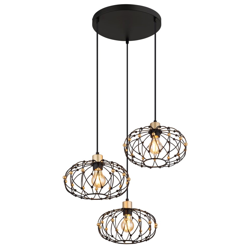 Greys Suspension Luminaires Globo Lighting Noir, 3 lumières main product photo