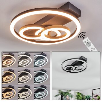 Pilor Plafonnier LED Noir, 1 lumière, Télécommandes