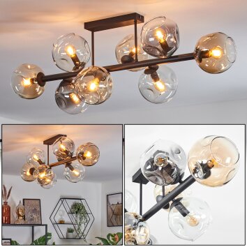 Ripoll Plafonnier, Boule lumineuse Ambre, Clair, Fumé, 8 lumières