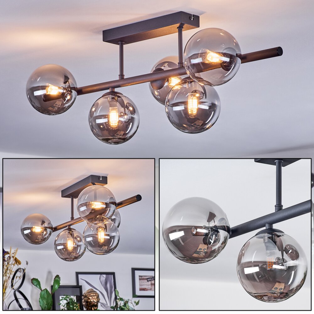 Chehalis Plafonnier, Boule lumineuse Fumé, 5 lumières main product photo