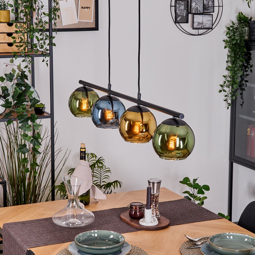 Koyoto Suspension, Boule lumineuse, Suspension Bleu, Or, Vert, 4 lumières main product photo