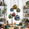 Ripoll Suspension, Boule lumineuse, Suspension Bleu, Or, Vert, Cuivré, 6 lumières