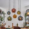 Ripoll Suspension, Boule lumineuse, Suspension Bleu, Or, Vert, Cuivré, 6 lumières