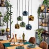 Ripoll Suspension, Boule lumineuse, Suspension Bleu, Vert, Cuivré, 6 lumières